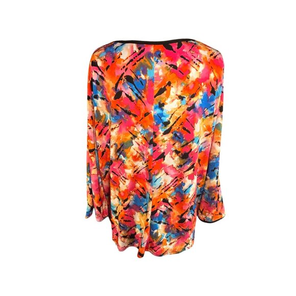 Multicolor Abstract Print V-Neck Kimono By Premise Size M - Picture 4 of 9